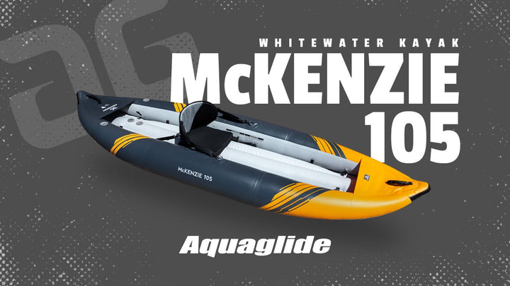Aquaglide McKenzie 105: perfect for whitewater paddling, in a black and orange design.