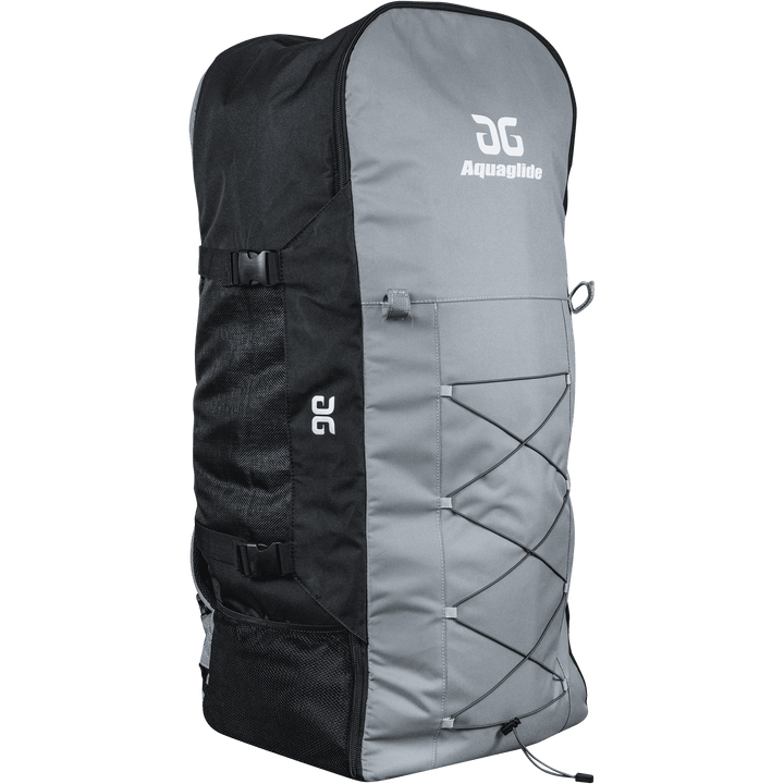 Gray and black River Crossing Storage Bag, ideal for kayak trips with Aquaglide logo.