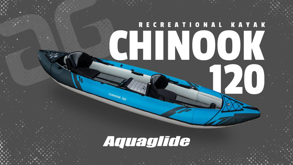 Blue & black Chinook 120 with Pump tandem kayak for recreational paddling.