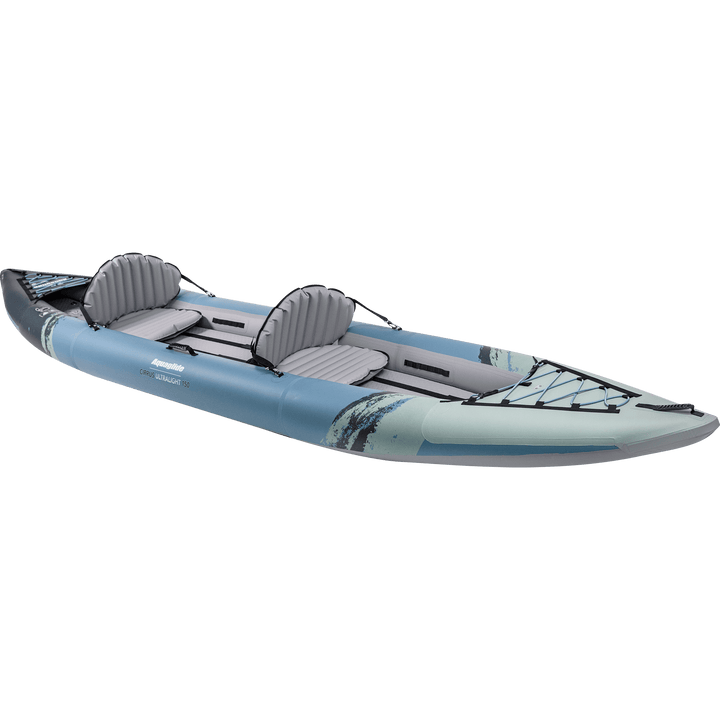 Cirrus Ultralight 150: Blue/gray TPU Nylon 2-person kayak with front black netting.