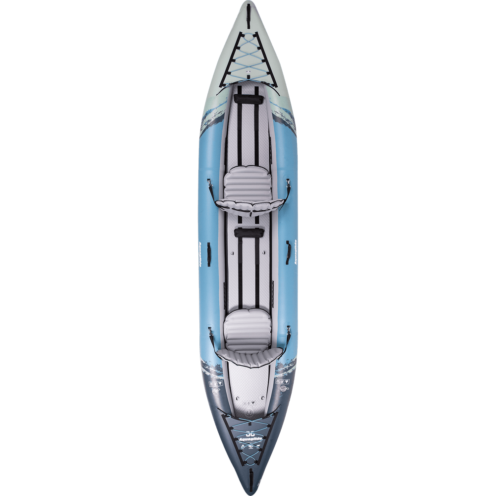 Cirrus Ultralight 150: Tandem kayak with 2 seats & black straps, ideal for touring.