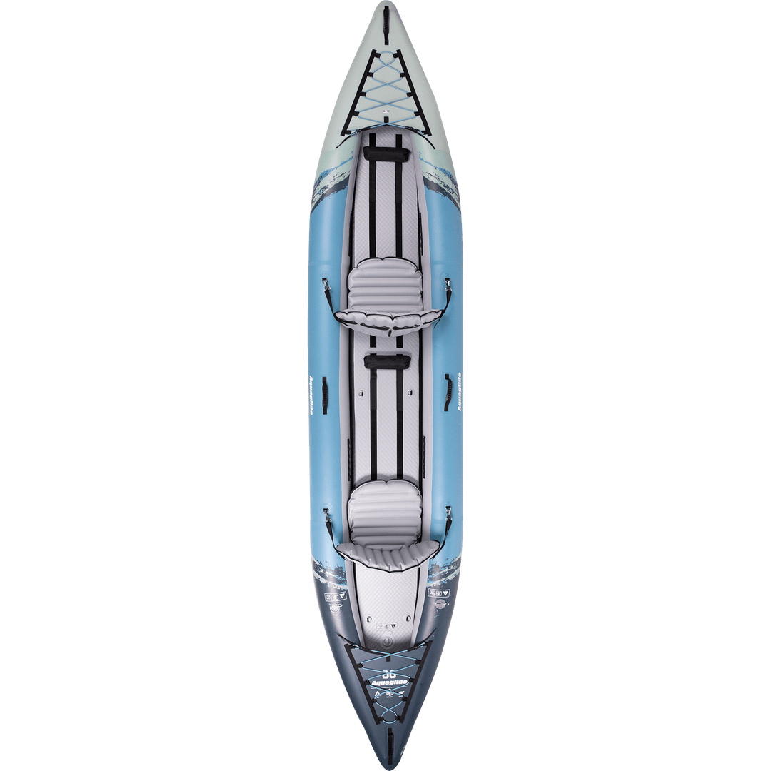Cirrus Ultralight 150: Tandem kayak with 2 seats & black straps, ideal for touring.