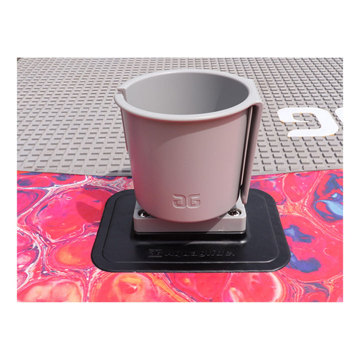 Gray cupholder on Kush 11 Paddleboard with a colorful, textured surface.