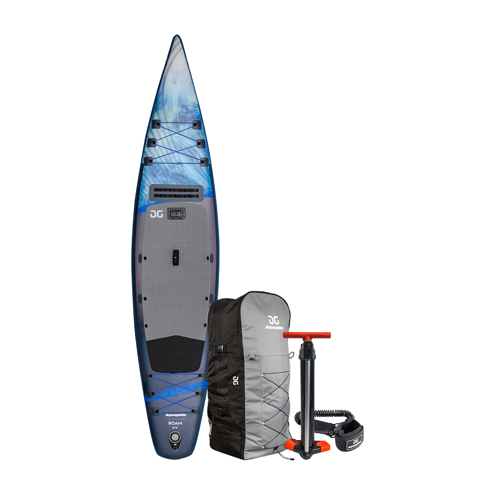 Roam 126 Paddleboard with backpack, pump, and leash for performance touring.