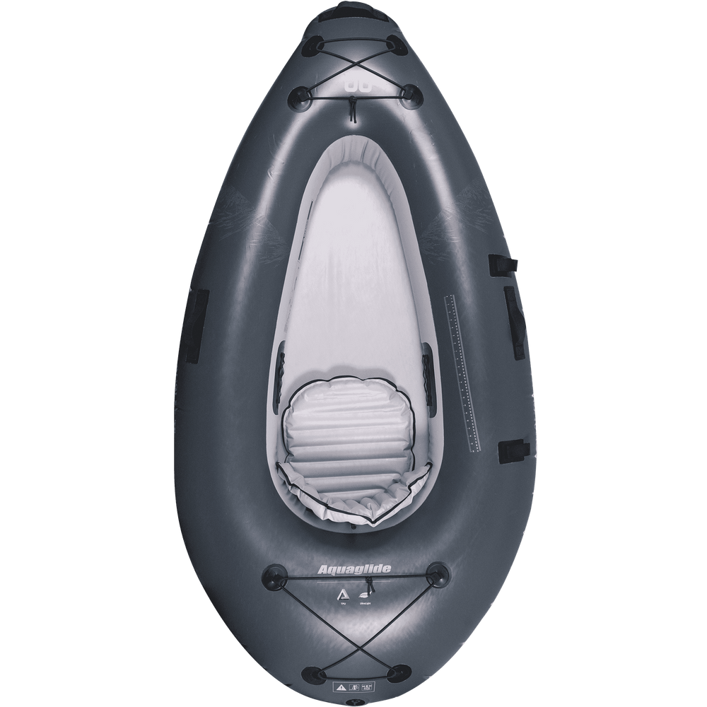 Backwoods Angler 75: A solo kayak, gray/white, ideal for customizable gear organization.