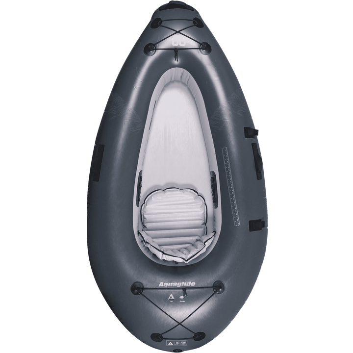 Backwoods Angler 75: A solo kayak, gray/white, ideal for customizable gear organization.