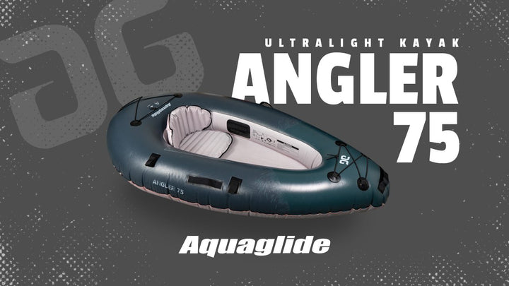 Backwoods Angler 75 ultralight kayak by Aquaglide with customizable gear organization.