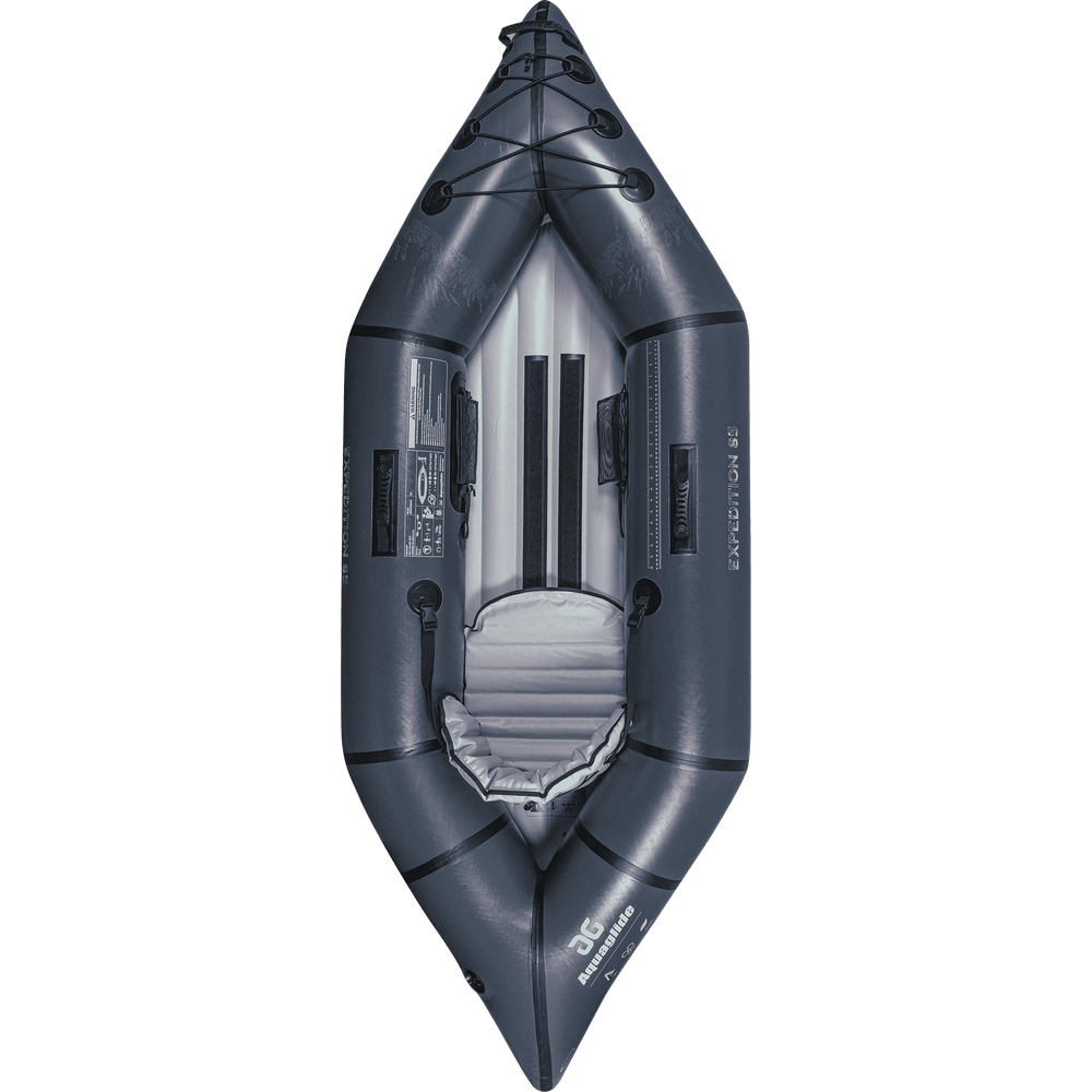 Backwoods Expedition 85 kayak, ultralight dark gray, top view.
