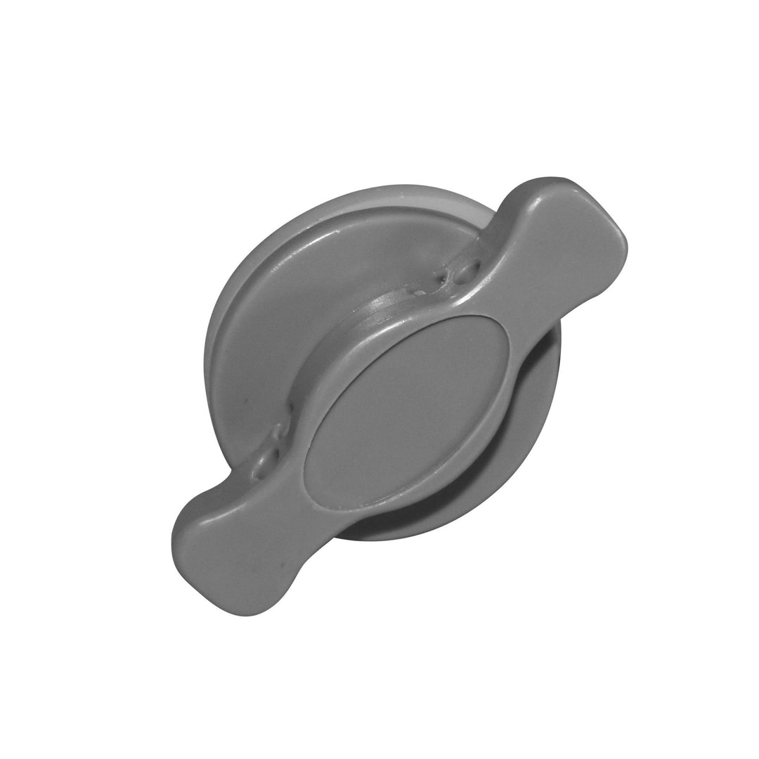 Halkey-Roberts Valve Cap, gray, top view; shields from debris.