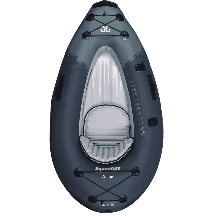 Backwoods Purist 65: Ultralight gray kayak, white interior, perfect for solo paddling.