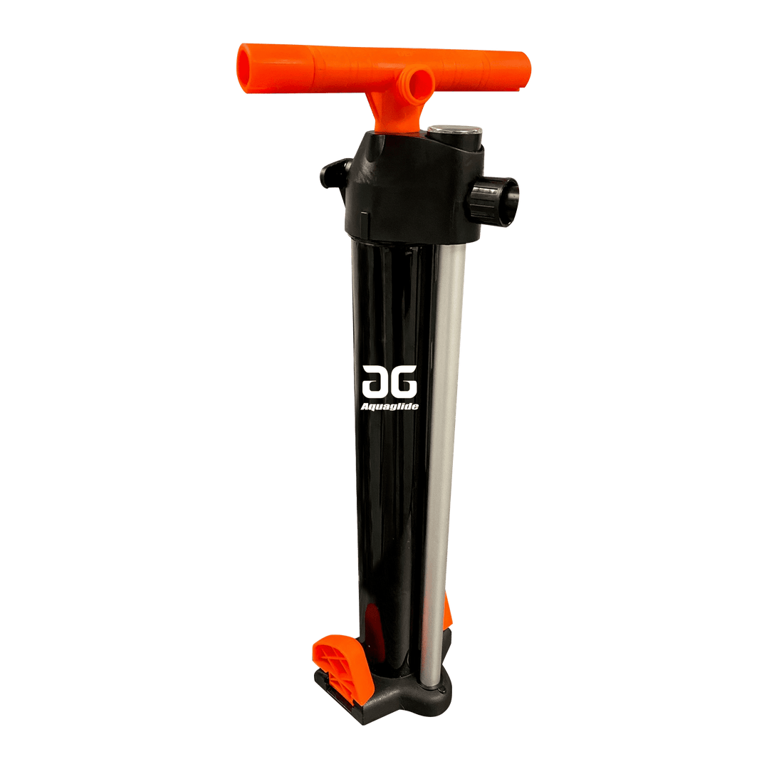 Black/orange AG Sup Hand Pump, ideal for Aquaglide paddleboards.