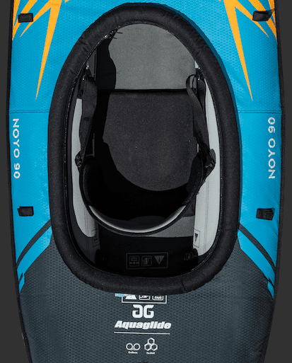 Blue and black Core 2 Seat (Noyo, Navarro) with lightweight foam cushioning.
