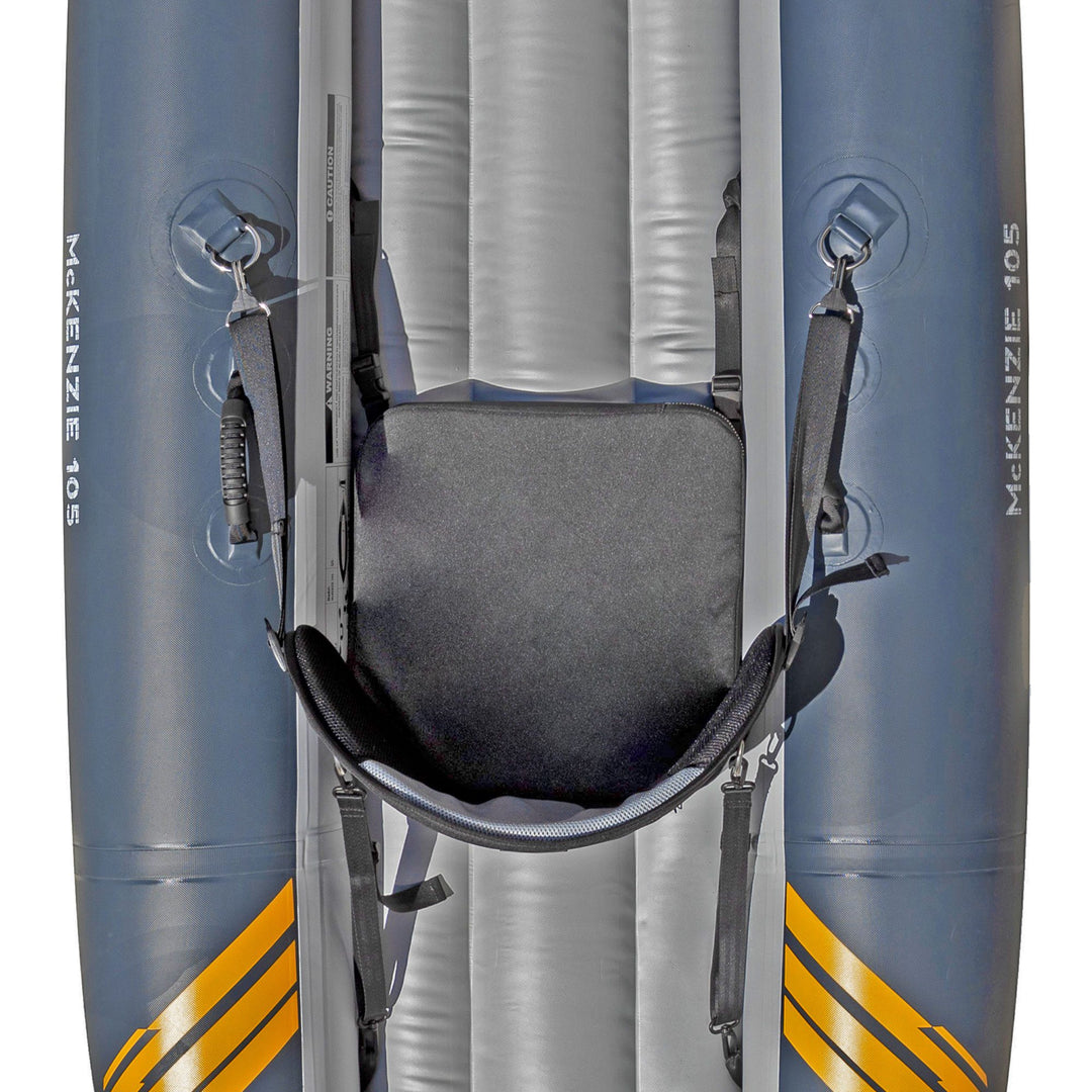 Top view of a gray Core 2 Seat with a black seat and yellow accents.